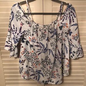 Floral cold shoulder top